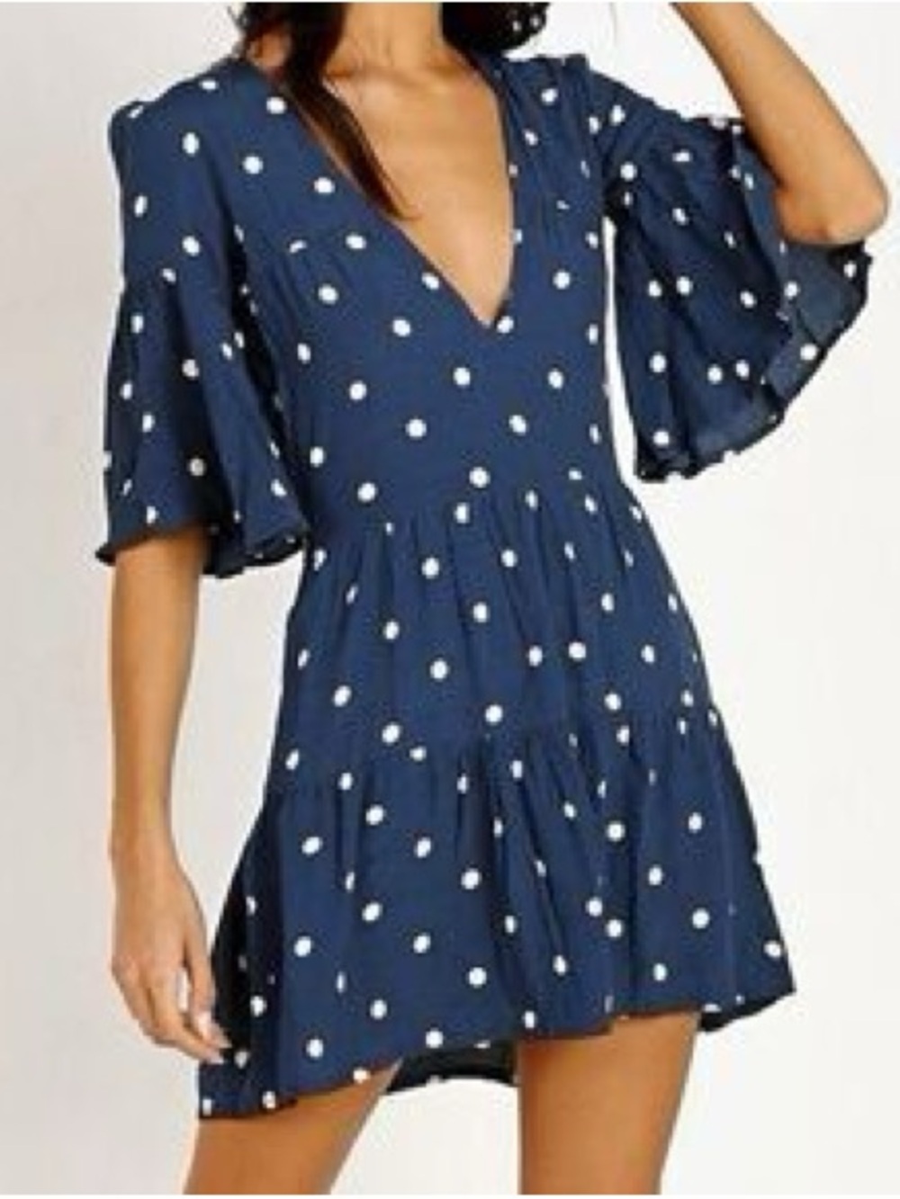 Faithfull the Brand Teal Blue Polka Dot Mini Dress